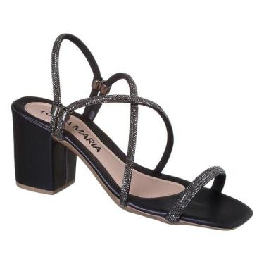 Imagem de Sandália de salto com brilho lolla maria - Lolla Maria Calçados, Preto