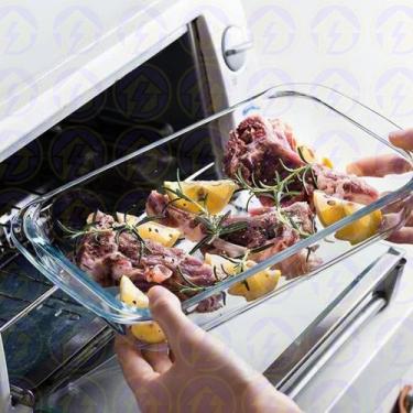 Imagem de 2 Travessa de Vidro 2,2L Média Frutas Saladeira Retangular Servir - Ca