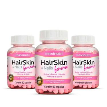 Imagem de Kit 3 Fortalecedor De Cabelos Hairskin Femme 90 C Maxinutri
