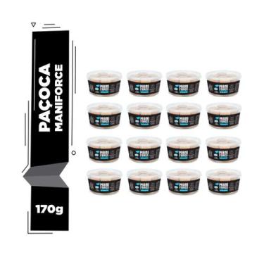 Imagem de Kit 16 Potes Maniforce Paçoca Rolha Zero Açúcar 170g/07unid.