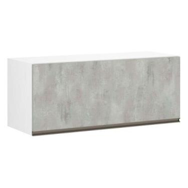 Imagem de Armário Basculante 80cm 1 Porta Branco Polar C/Concreto - LUCIANE MÓVE