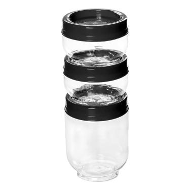 Imagem de Conjunto 3 Potes Porta Tempero Condimento Gire e Trave Preto 9099 - Plasútil