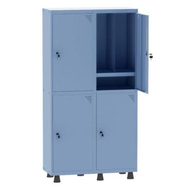 Imagem de Armário Guarda Volume Locker Roupeiro Insalubre 2 Vãos 04 Portas Com P