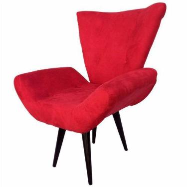 Imagem de Poltrona Decorativa Emília Pés Tabaco Suede vermelho - SA Móveis - Est