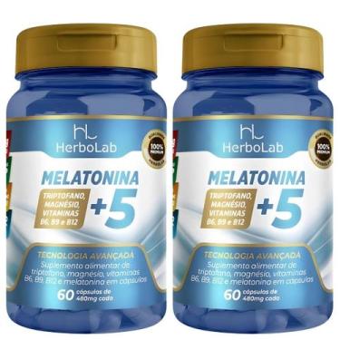 Imagem de KIT C/2 Melaton ina +5 Triptofano Magnésio  B6 - B9 - B12 - Herbolab