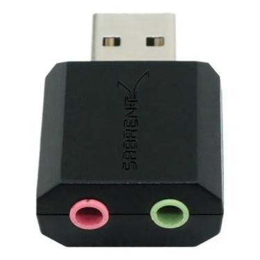 Imagem de Adaptador Áudio Mic Pc Notebook P2 P/Usb Mac Windows Sabrent