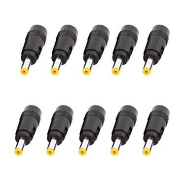 Imagem de XMHF Plugue conversor de energia CC, 4,8 mm x 1,7 mm macho para conector adaptador fêmea de 5,5 mm x 2,1 mm, ponta preta e amarela, 10 peças