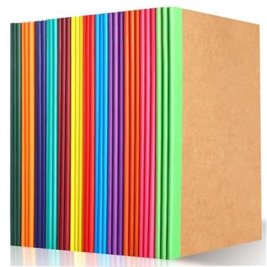 Imagem de miikoul 36 cadernos de composição a granel, A5 pautados em kraft, diário pautado na faculdade, com lombadas arco-íris, diários de viagem de 60 páginas para material de escritório escolar, 21 x 14 cm,