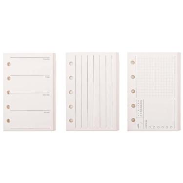Imagem de Pacote com 3 Refil de papel A8, papel de folha solta, 120 folhas de papel para fichário recarregável M5-5 furos, papel de enchimento, linha vertical, lista de tarefas e plano semanal