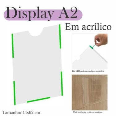 Imagem de Display Parede Quadro Avisos Porta Folhas A2 Acrílico Vert - Indústria