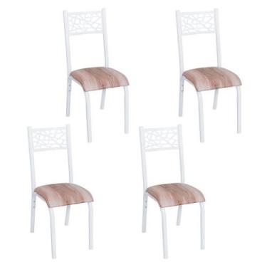 Imagem de Conjunto 4 cadeiras cozinha jantar ciplafe jade tubo branco assento es