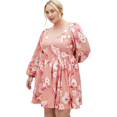 Imagem de City Chic Vestido vintage com estampa rosa Cordelia Plus Size, Rosa vintage, 58
