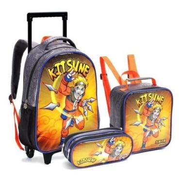 Imagem de Kit Mochila Juvenil c/rodinha Kitsune MR40507 - Seanite
