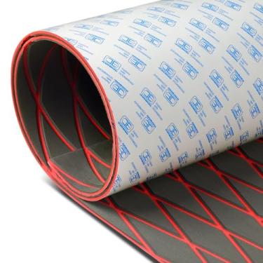 Imagem de OCEANBROAD Autoadesivo 96" x 16,8" padrão diamante piso de barco espuma EVA folha de deck marinho tapete antiderrapante para Jon Motor Boats Yacht Helm Pad RV Floor, cinza escuro com linhas de costura