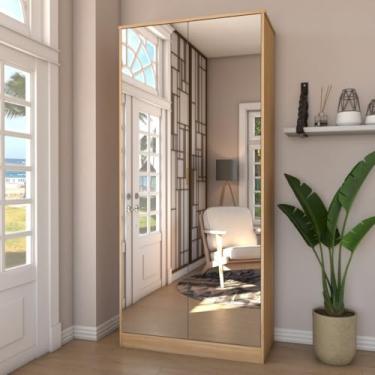 Imagem de Sapateira 2 Portas com Espelho 1 Gaveta para 15 pares de Sapato (Marrom Claro)