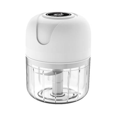 Imagem de Mini Processador Elétrico Moedor Carne Vegetais Alho Fruta Amendoim Recarregável USB 250ml (branco)