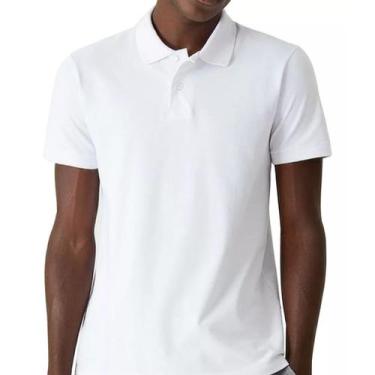 Imagem de Camiseta Gola Polo Masculina Algodão Pique Malwee Original, Branco, M