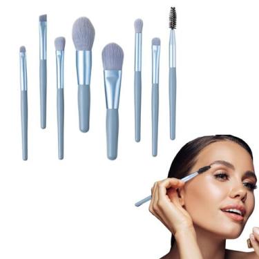 Imagem de Kit 8 Peças De Pincéis De Maquiagem Pequenos C/ Estojo Para Viagem - K