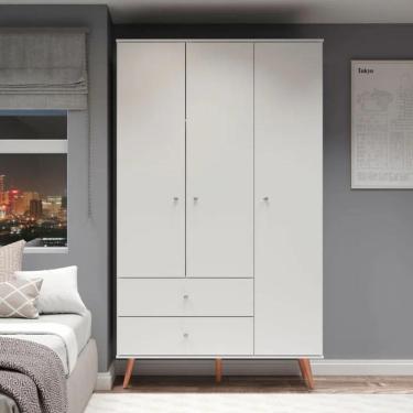 Imagem de Roupeiro Solteiro 3 Portas Retro 9023 Branco - Soluzione Móveis