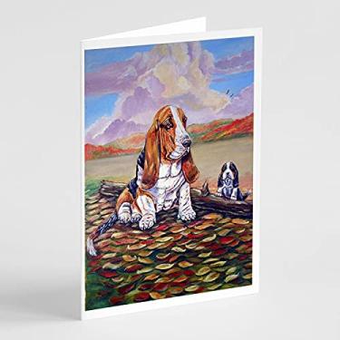 Imagem de Caroline's Treasures 7004GCA7P Cartões de felicitações e envelopes Basset Hound, pacote com 8, 7 x 5, multicolorido