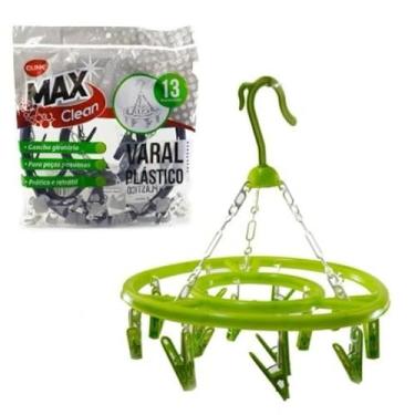 Imagem de Varal Suspenso 13 Prendedores Plástico Resistente Reforçado Compacto Durável Prático Multiuso