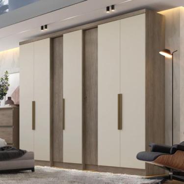 Imagem de Guarda Roupa Casal Selecto Plus 7 Portas THB Móveis, Rustico com Off W