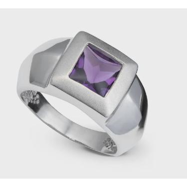 Imagem de Anel Ametista Em Ouro Branco 18k