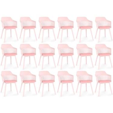 Imagem de Kit 18 Cadeiras de Jantar Estofada Marcela - Rosa