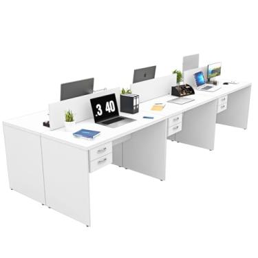 Imagem de Estação De Trabalho Mesas 120x60cm 6 Lugares C/Gav Netmobil (Branco)