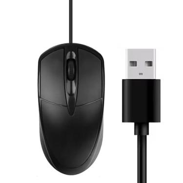 Imagem de Mouse de computador com fio, mouse óptico USB para jogos, casa, negócios e escritório, mouse de computador preto compatível com laptop, computador, Mac, desktop.
