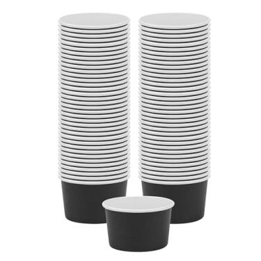 Imagem de Copos de sorvete pretos descartáveis 200-CT de 142 g - Coppetta Medium Hot and Cold To Gos: Perfeito para cafés - Copo de papel ecológico reciclável - Recipiente de comida para viagem por