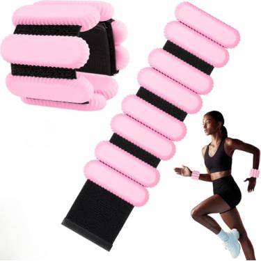 Imagem de Pesos de pulso e tornozelo de Pilates para mulheres, pesos fortes para braço e perna, conjunto de 2 pesos de tornozelo ajustáveis para caminhada, ioga, dança, barra, academia (rosa, 900 g x 2)