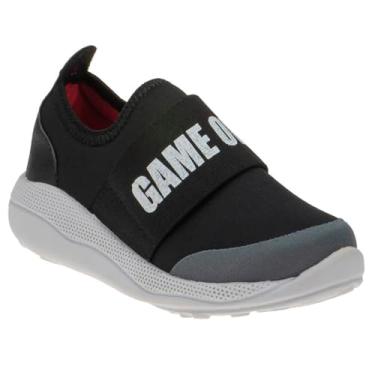 Imagem de Tenis Infantil Masculino Sapato Infantil Calce Facil Escolar Preto e Azul (Preto, BR, Criança de 4 a 8 anos, Numérico, 21)