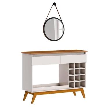 Imagem de Aparador Classic Com Espelho Decorativo Adnet 67cm Hi01 Off White/freijó - Mpozenato