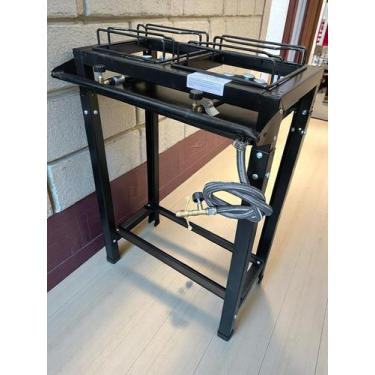 Imagem de Fogão Industrial 2 Bocas 80 cm Alta Pressão Preto c/ Mangueira e Regis