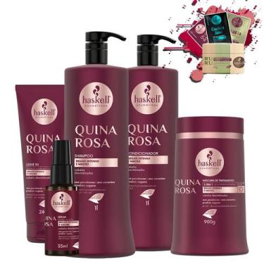 Imagem de Kit Haskell Quina Rosa Sh Cond 1L Masc 900g Leave-in Serum