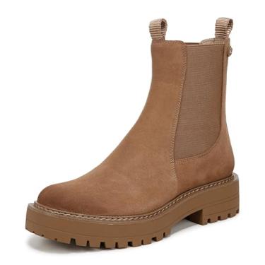 Imagem de Sam Edelman Bota Laguna preta de couro envernizado Chelsea Moto com bico arredondado, Castanho-amendoado, 36