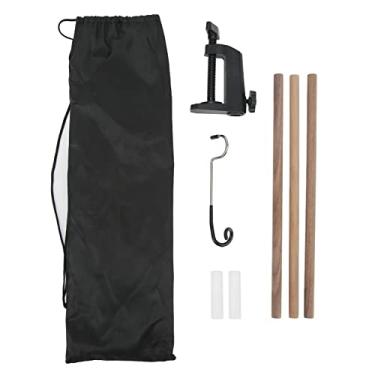 Imagem de Lâmpada dobrável pólo de nogueira lanterna de lanterna portátil altura ajustável portátil para camping piquenique churrasqueira atividades ao ar livre em madeira de madeira 3