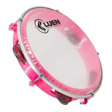 Imagem de Pandeiro Luen 8 Junior Pele Cristal Abs Platinelas De Inox Cor Rosa - 
