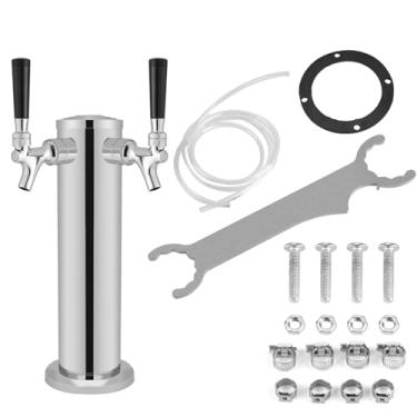 Imagem de Xcello Torre de cerveja de aço inoxidável premium com torneiras duplas, torneira de bebida, ideal para uso em bar doméstico