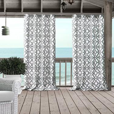 Imagem de Elrene Home Fashions Marin Painel de cortina de janela geométrico para pátio, pérgola, varanda, deck e lanai, 127 cm x 213 cm (1, cinza