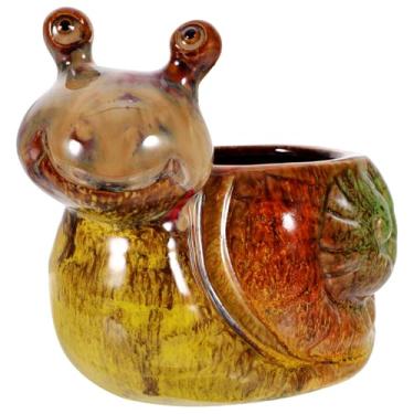 Imagem de 1 Unidade Decoração De Vaso De Flores De Caracol Cacto De Cerâmica Flor De Caracol Mini Plantador Acessórios Para Casa Decorativo Caramujos Pequeno Vaso De Flores Resina Escritório