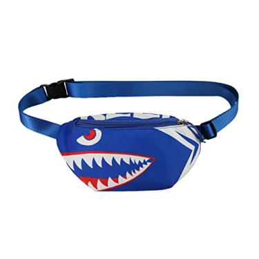 Imagem de Mini pochete infantil com desenho animado de tubarão para crianças, esportes, corrida, cintura, cinto, Azul brilhante, one size