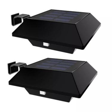 Imagem de Pacote com 2 lâmpadas de calha alimentadas por energia solar ao ar livre, à prova d'água, 12 lâmpadas de LED com clipe para Rainsprout, cerca, trilho, parede, deck, jardim, quintal, passarela, pátio