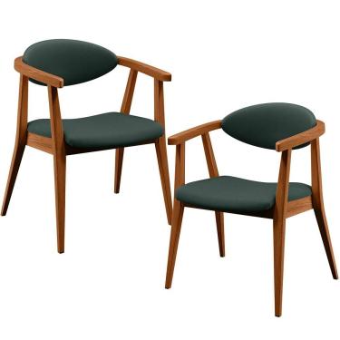 Imagem de Kit 02 Poltronas Cecília B04 Linho Verde Musgo