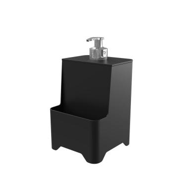Imagem de Dispenser De Pia Para Detergente E Esponja Com Válvula Cromada - Stolf Preto