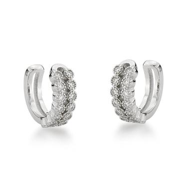 Imagem de Par De Piercing Fake Dois Fios Cravejados Prata 925