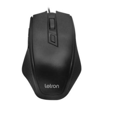 Imagem de Mouse Usb Letron Optico Office Level Preto Ergonomico 6d