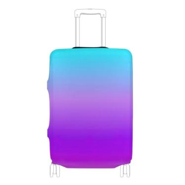 Imagem de Joisal Capas de bolsa Mimosa para identificador elástico de bagagem, acessórios de bagagem para malas, ombre azul roxo, XL 29-32 in