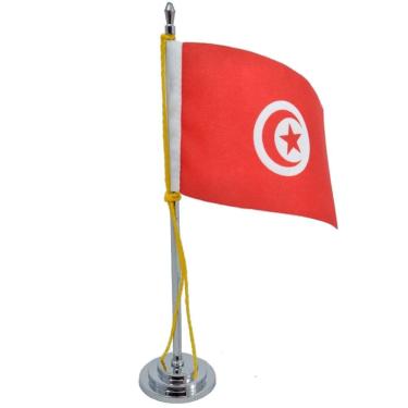 Imagem de Mini Bandeira De Mesa Tunísia 15 Cm De Mastro Poliéster